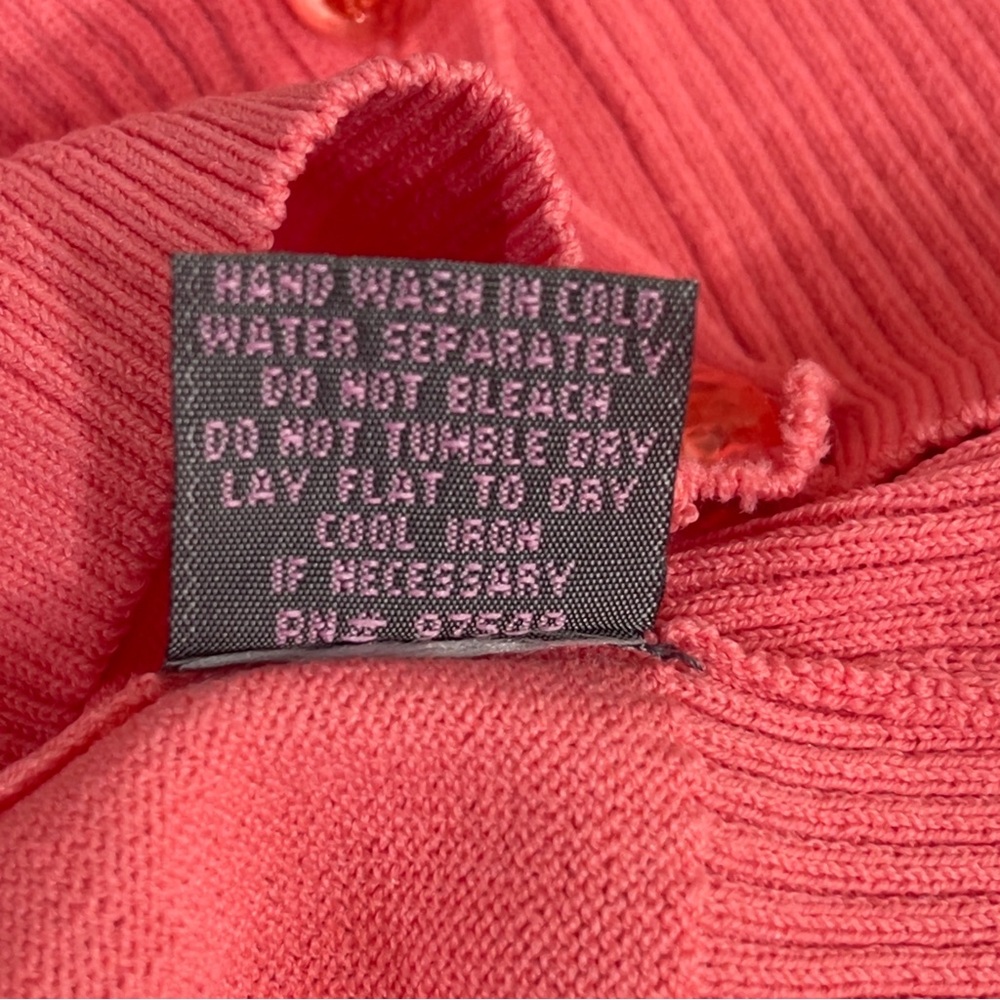 Metric New York Coral V-Neck Button Down Sheer Sleeve Cardigan NWT Small - Picture 11 of 11